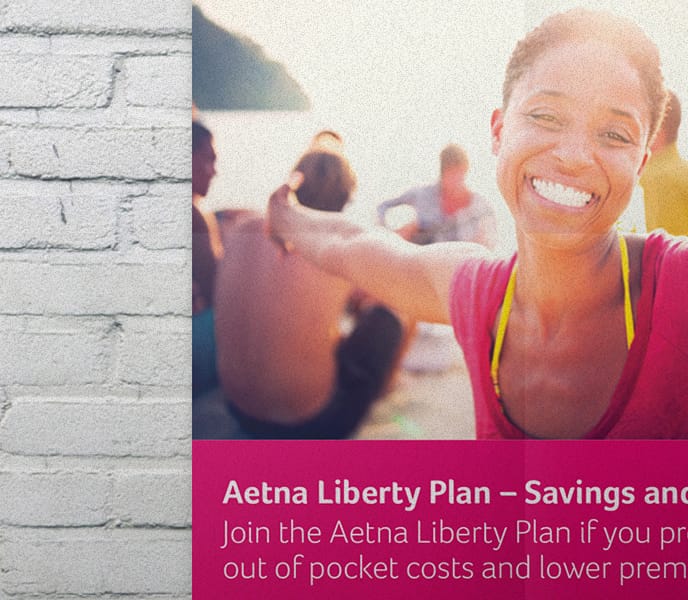 Thumbnail - Closeup photo of mobile phone with Aetna logo on screen